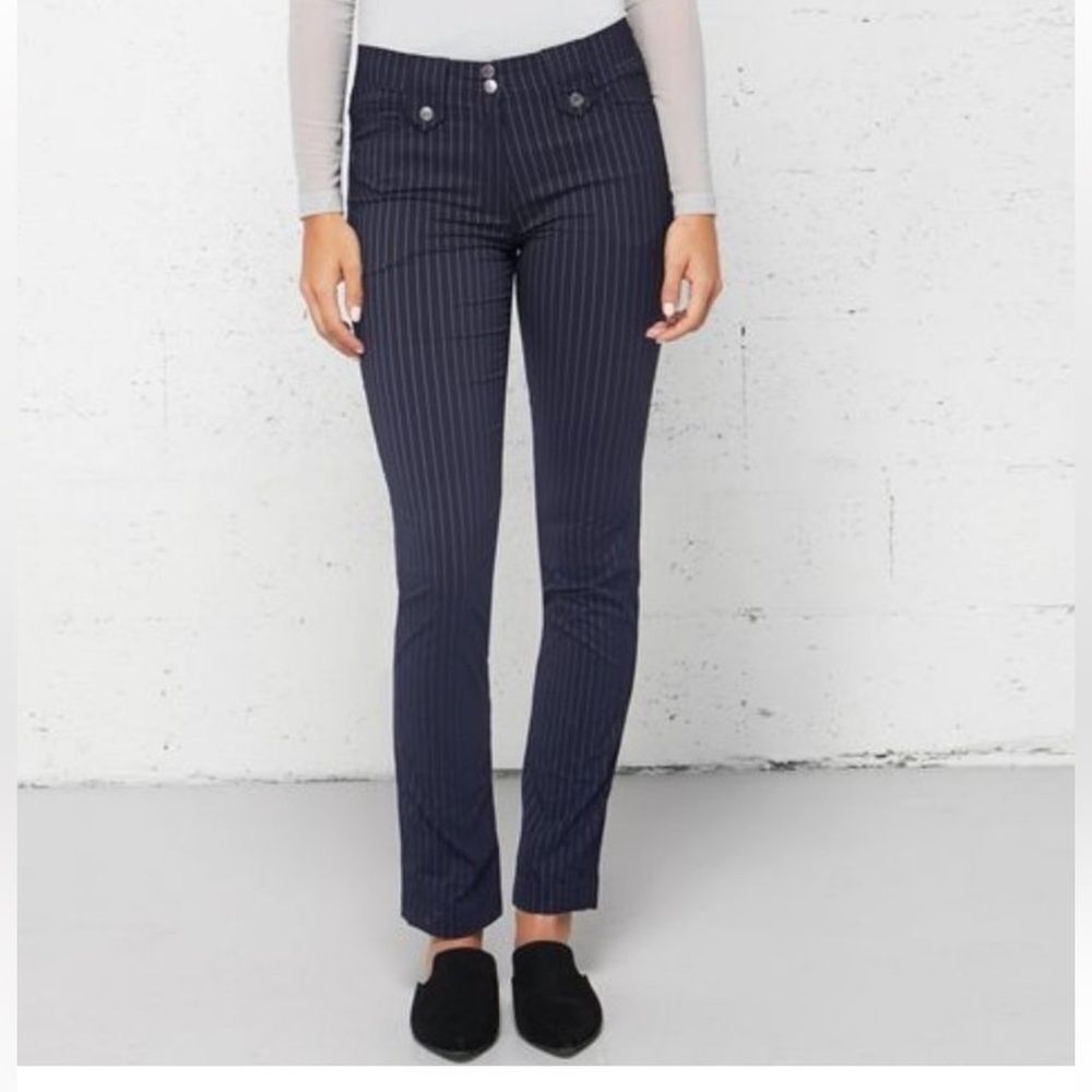 Anatomie The Skyler Travel Pants in Navy w Pin Stripe Size Small